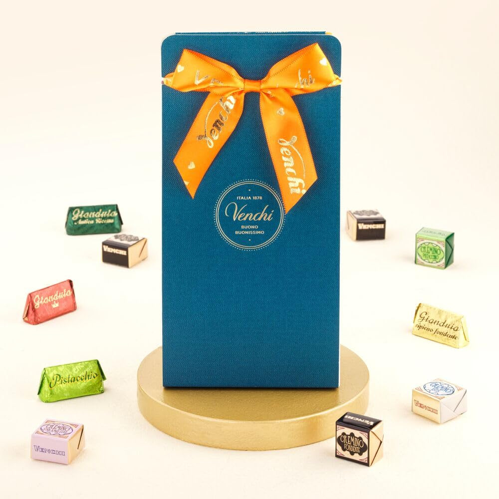 Venchi – Murrine Collection – Geschenkbox mit verschiedenen Cremino- und Gianduiotti-Pralinen, 411 g – Mit IGP-Haselnüssen aus dem Piemont – Geschenkidee – Glutenfrei