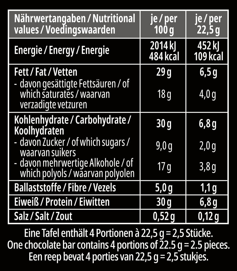 frankonia CHOCOLAT POWER MOTION ohne Zuckerzusatz – Knusprige weiße Schokolade mit hohem Protein- und niedrigem Kohlenhydratanteil, 90 g