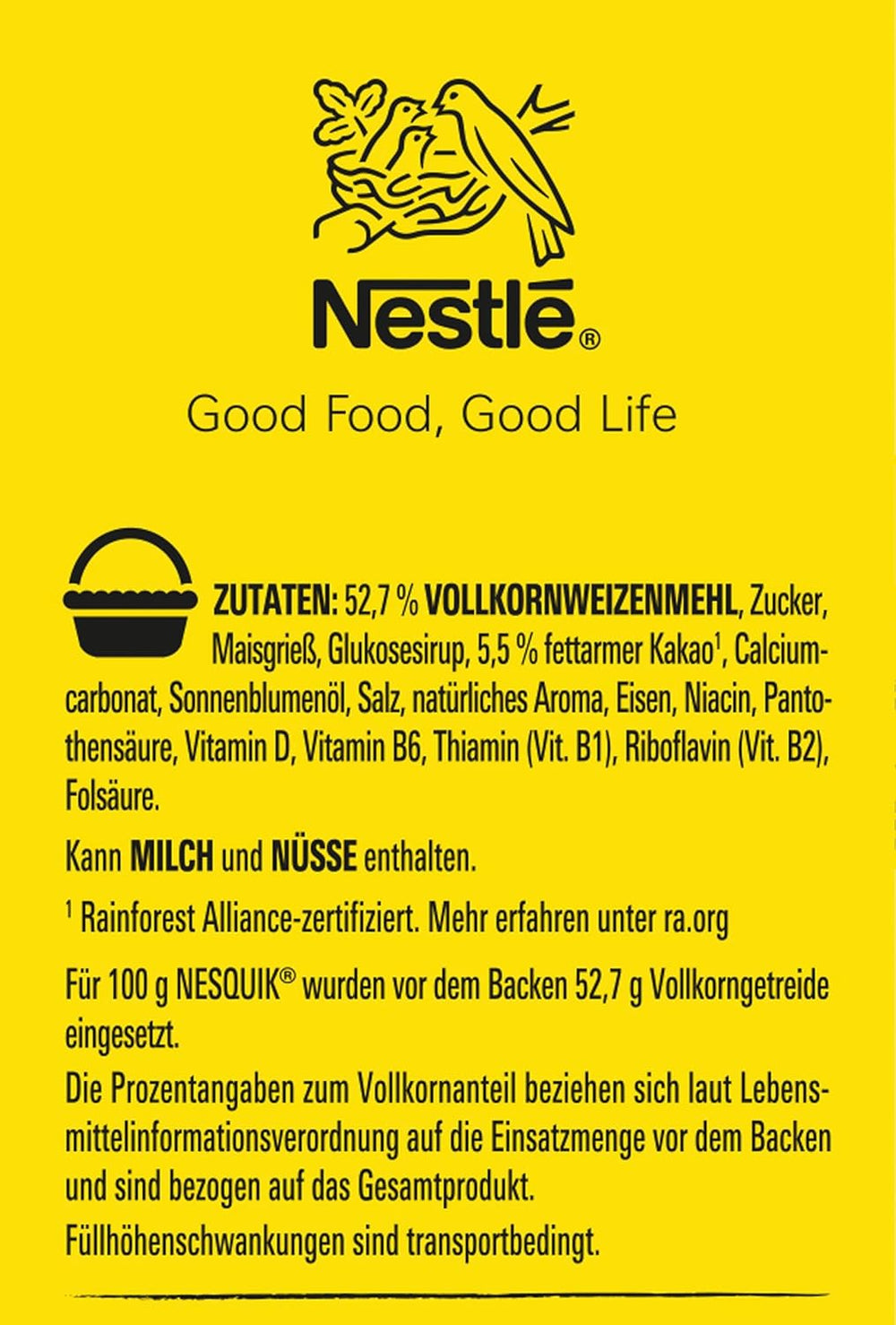 Nesquik Nestlé Nesquik Crunchy Breakfast, Müsli mit Schokolade und Vollkorn, 1 Packung (1 x 330g)