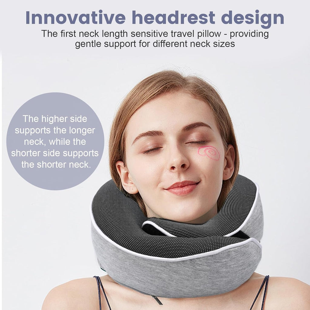 Pernă pentru gât, pernă de călătorie din spumă de memorie, pernă pentru gât din spumă de memorie, design ergonomic, cu mască pentru ochi, 2 dopuri de urechi și pungă de depozitare, perfectă pentru a dormi pe drum atunci când călătoriți Perne ortopedice cervicale Naty Shop