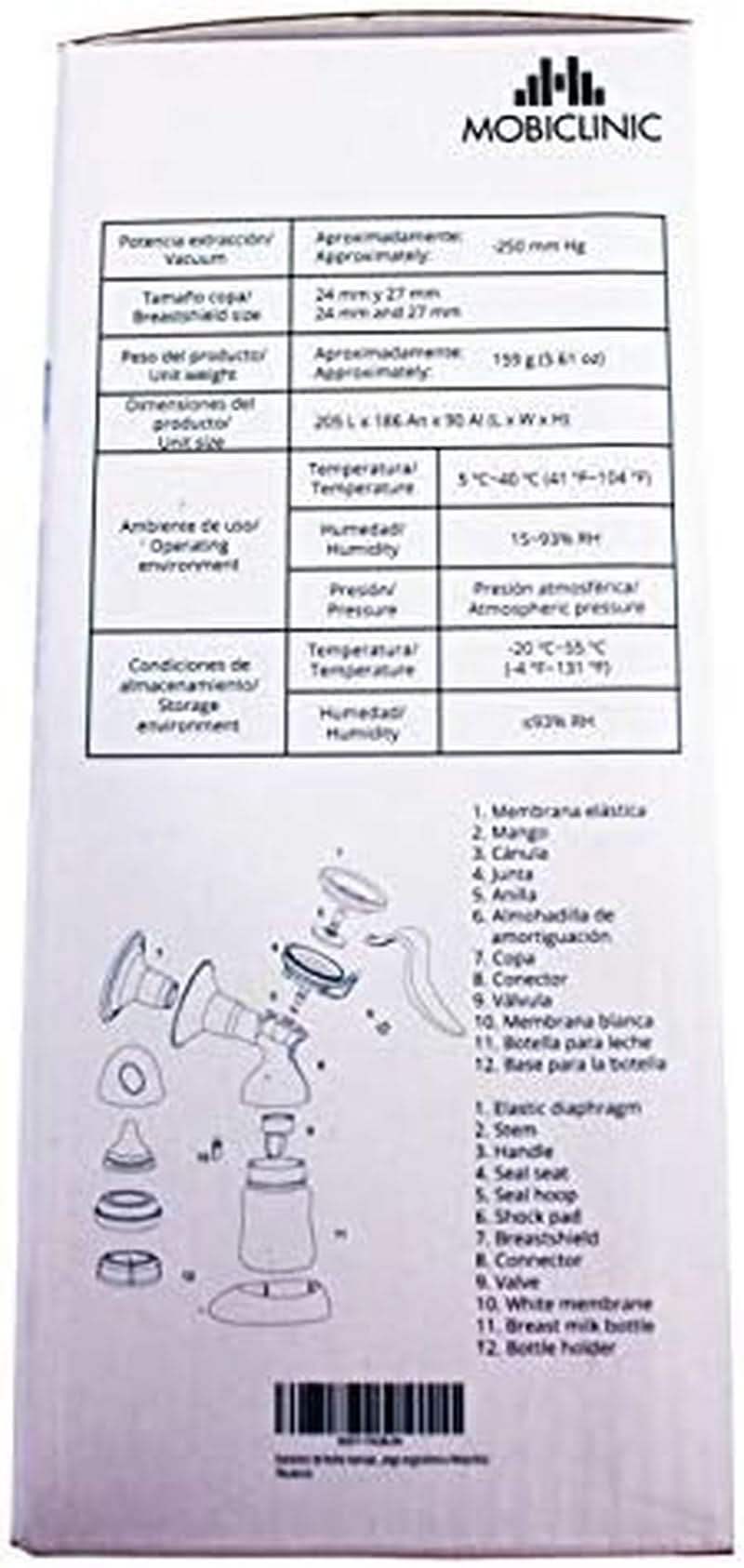 Mobiclinic ®, Handmilchpumpe, europäische Marke, ergonomischer Griff Zubehör Essen und Stillen Bebe Naty Shop