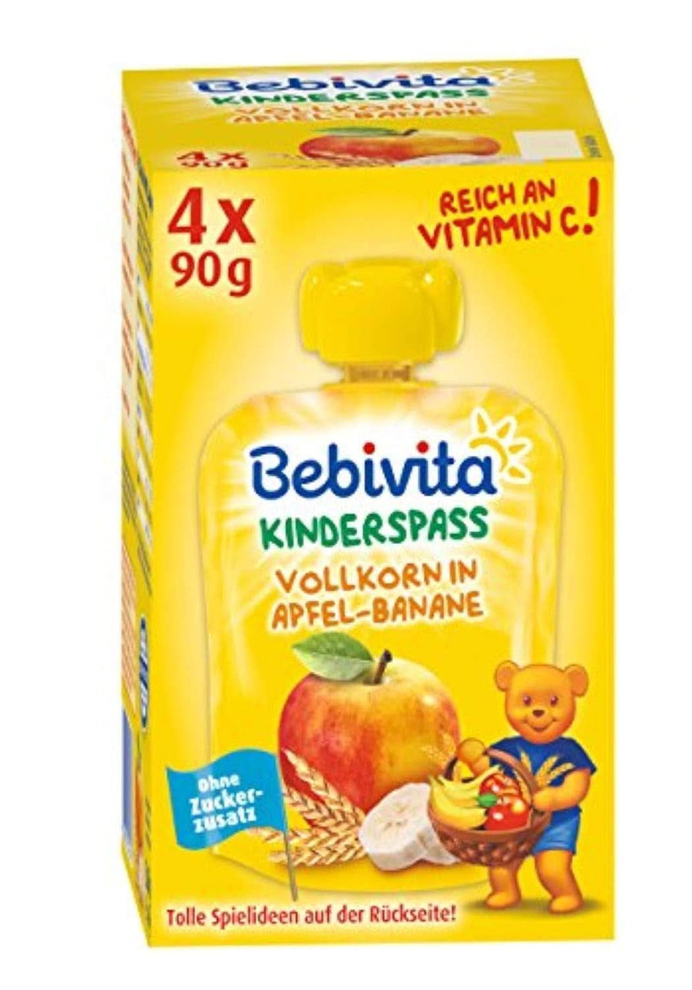 Lustige Früchte und Müsli für Kinder, ganz in Äpfel-Bananen, 4er-Pack (4 x 90 Gramm) Mutter und Kind Naty Shop