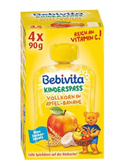 Lustige Früchte und Müsli für Kinder, ganz in Äpfel-Bananen, 4er-Pack (4 x 90 Gramm) Mutter und Kind Naty Shop