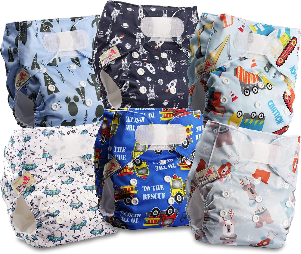 Littles and Bloomz wiederverwendbare Windel FLV2-0602, Standard-Klettverschluss, 6 Windeln