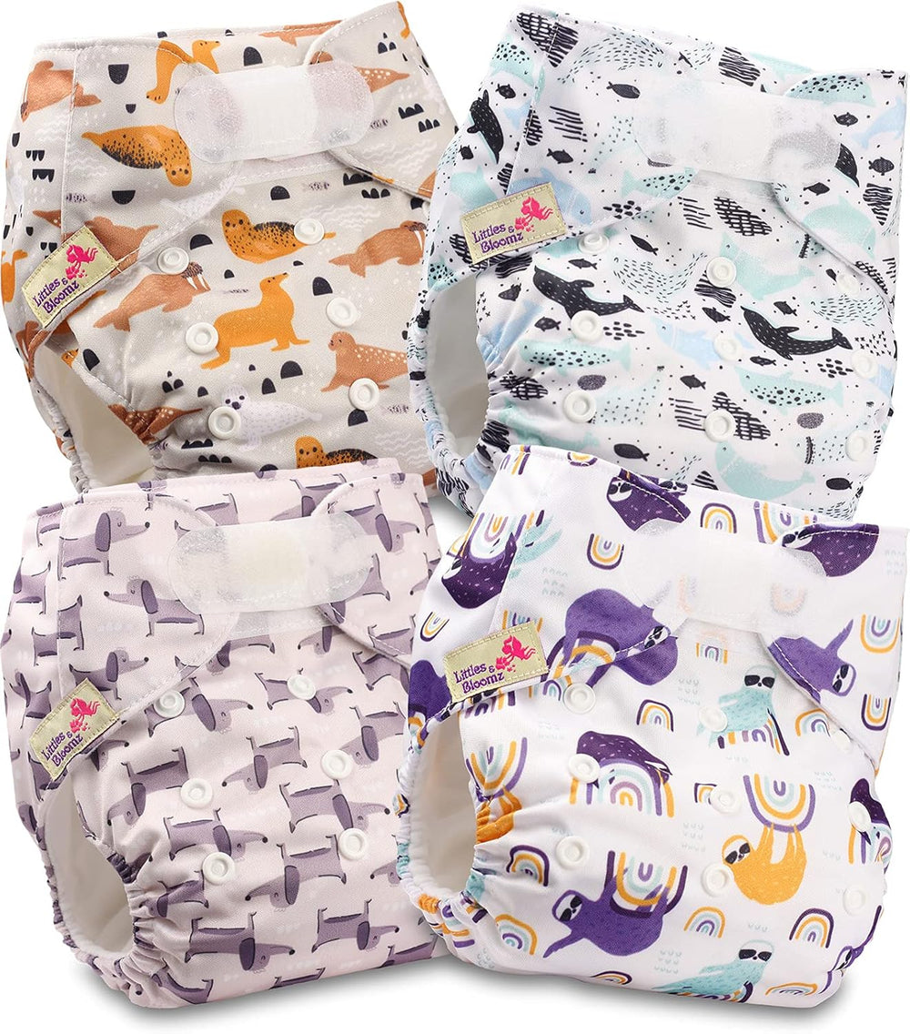 Littles and Bloomz wiederverwendbare Windel FLV2-0602, Standard-Klettverschluss, 6 Windeln