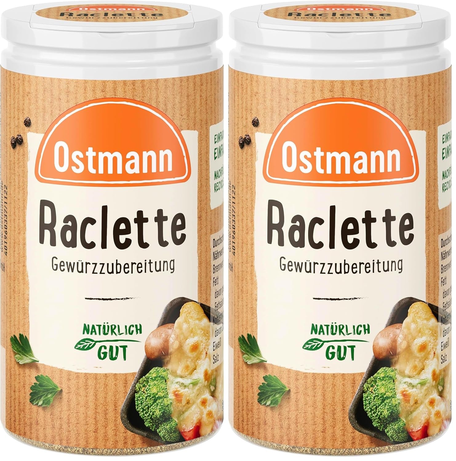 Ostmann Gewürze - Raclette Gewürzzubereitung | Zum Würzen von Käsegerichten | Recyclebare, nachfüllbare Streudose | 45 g im Streuer