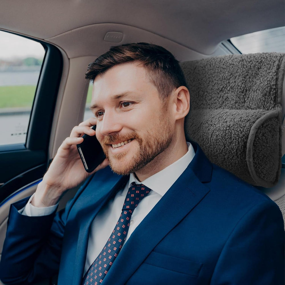 Pernă de gât pentru fotoliu reclinabil, pernă reglabilă din pluș, rolă de gât, fleece antiderapant, canapea, pernă de gât pentru călătorii, acasă, șezlong, canapea, fotoliu (gri închis)