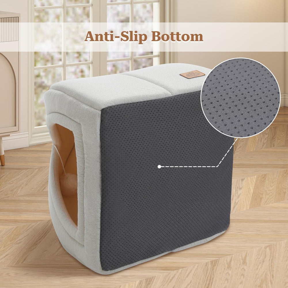 PAWZ Road Katzenhöhle mit waschbaren Kissen, Hundebett kleine Hunde, Kleintierhaus, Katzenschlafplatz-Bettchen, Katzenhaus Indoor, Beige, 40x40x40cm