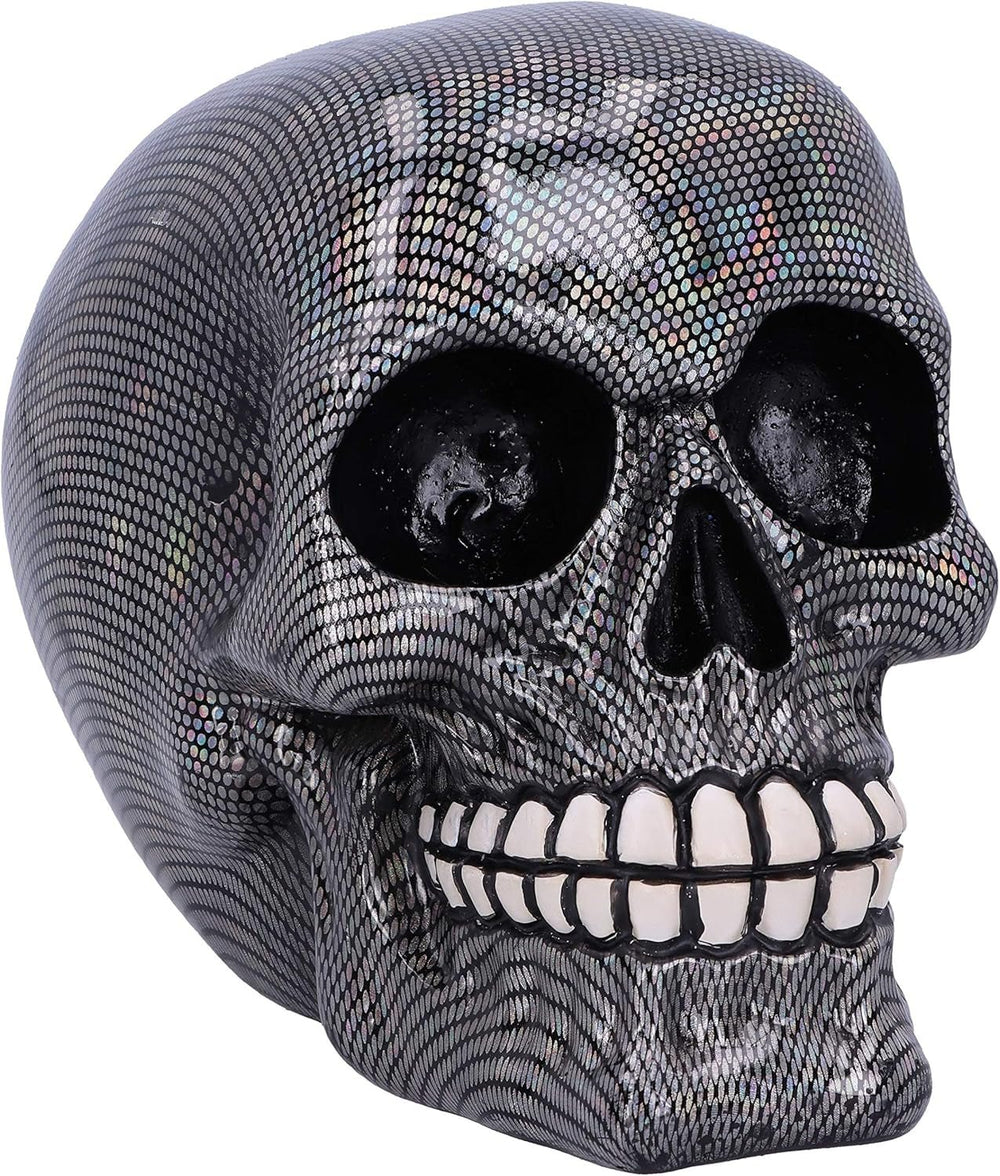Craniu din plasă de pește argintiu holografic Ornament craniu din plasă de pește argintiu holografic, argintiu, 16,5 cm Statuete si sculpturi Naty Shop Titlu implicit