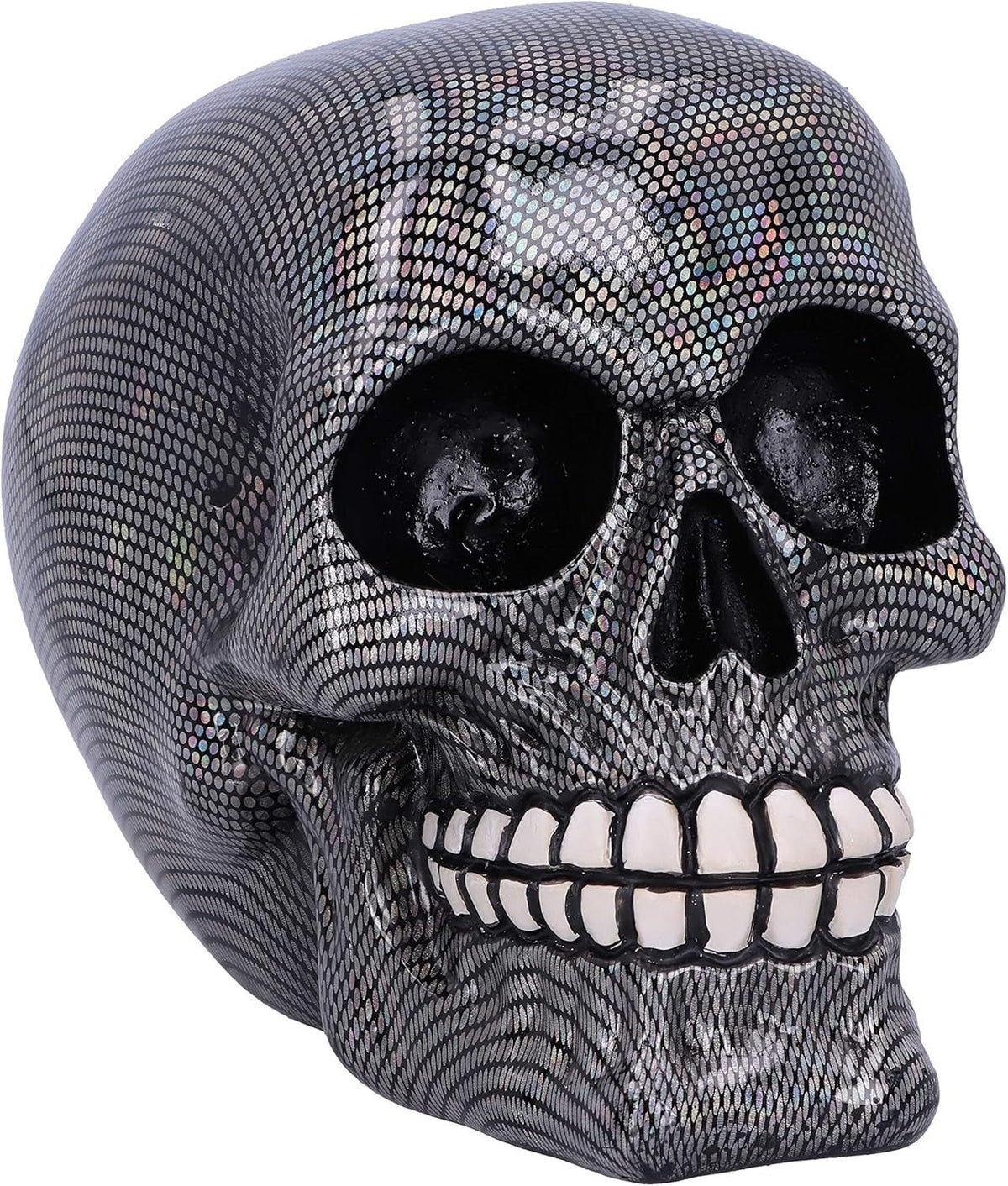 Craniu din plasă de pește argintiu holografic Ornament craniu din plasă de pește argintiu holografic, argintiu, 16,5 cm Statuete si sculpturi Naty Shop Titlu implicit