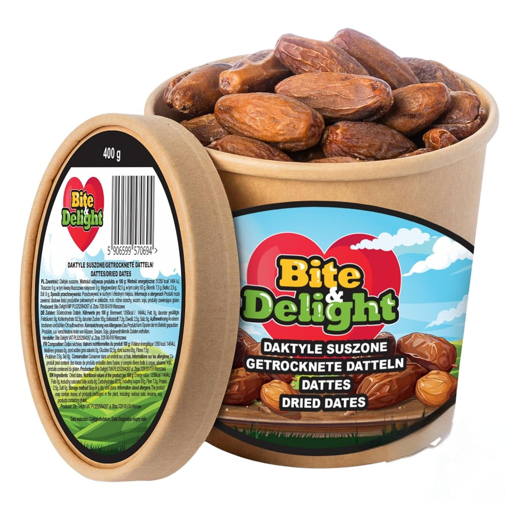 Curmale uscate Bite & Delight - Întregi, uscate și naturale - Dulci aromate - Delicioase și suculente - Gustare de fructe gata de consum - Vegană - Fără zahăr adăugat - 1250g Produse deshidratate Naty Shop 750 Ml