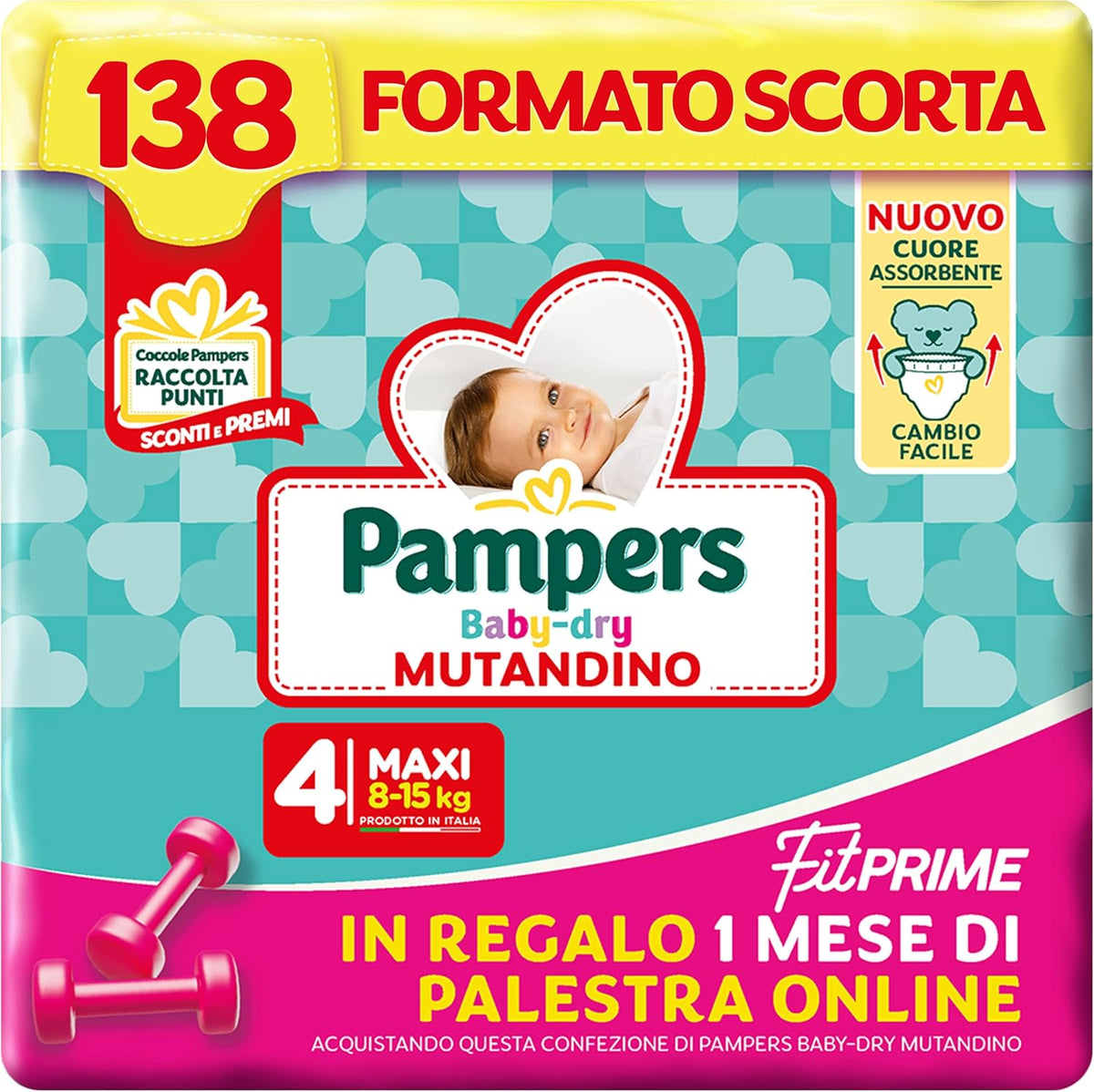Pampers Baby Dry Pants und Fit Prime Maxi Windeln, Größe 138, Größe 4 (8-15 kg), 1 Monat kostenlos online im Fitnessstudio