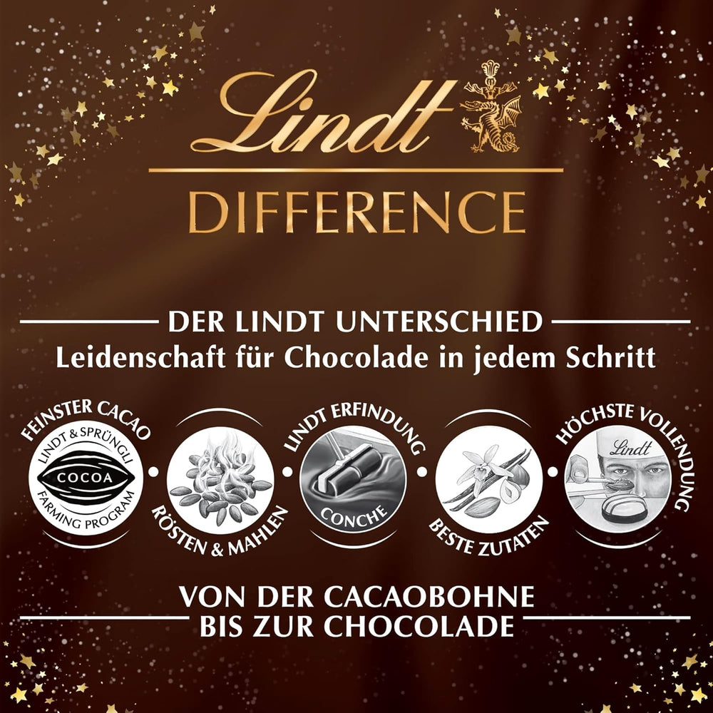 Lindt-Schokolade | Schachtel mit Goldstück-Pralinen | 180g | 18 Pralinen in 10 Sortimenten als feine Pralinen-Sortierung, teilweise mit Alkohol | Premium-Geschenkbox mit Weihnachtspralinen