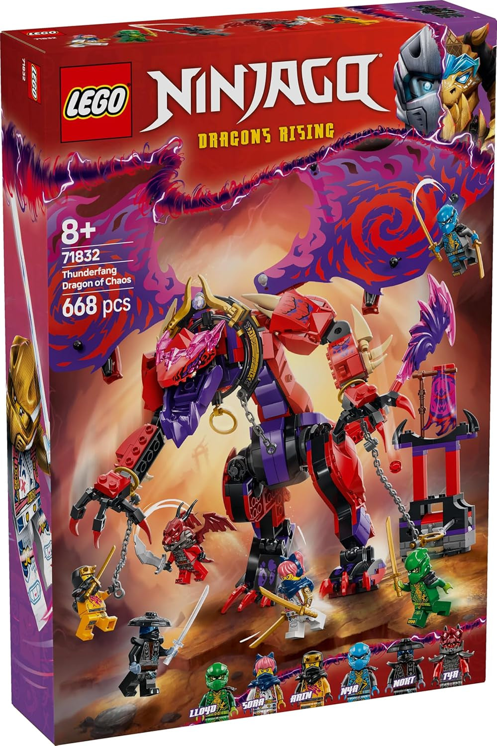 LEGO NINJAGO Chaos Dragon Thundertooth – Spielzeug mit 6 Ninja-Minifiguren – Rollenspiel-Bauset für Jungen und Mädchen ab 8 Jahren – Geschenke für Fans der TV-Serie „Rise of the Dragons“ 71832 Bausets Beuche den LEGO-Store
