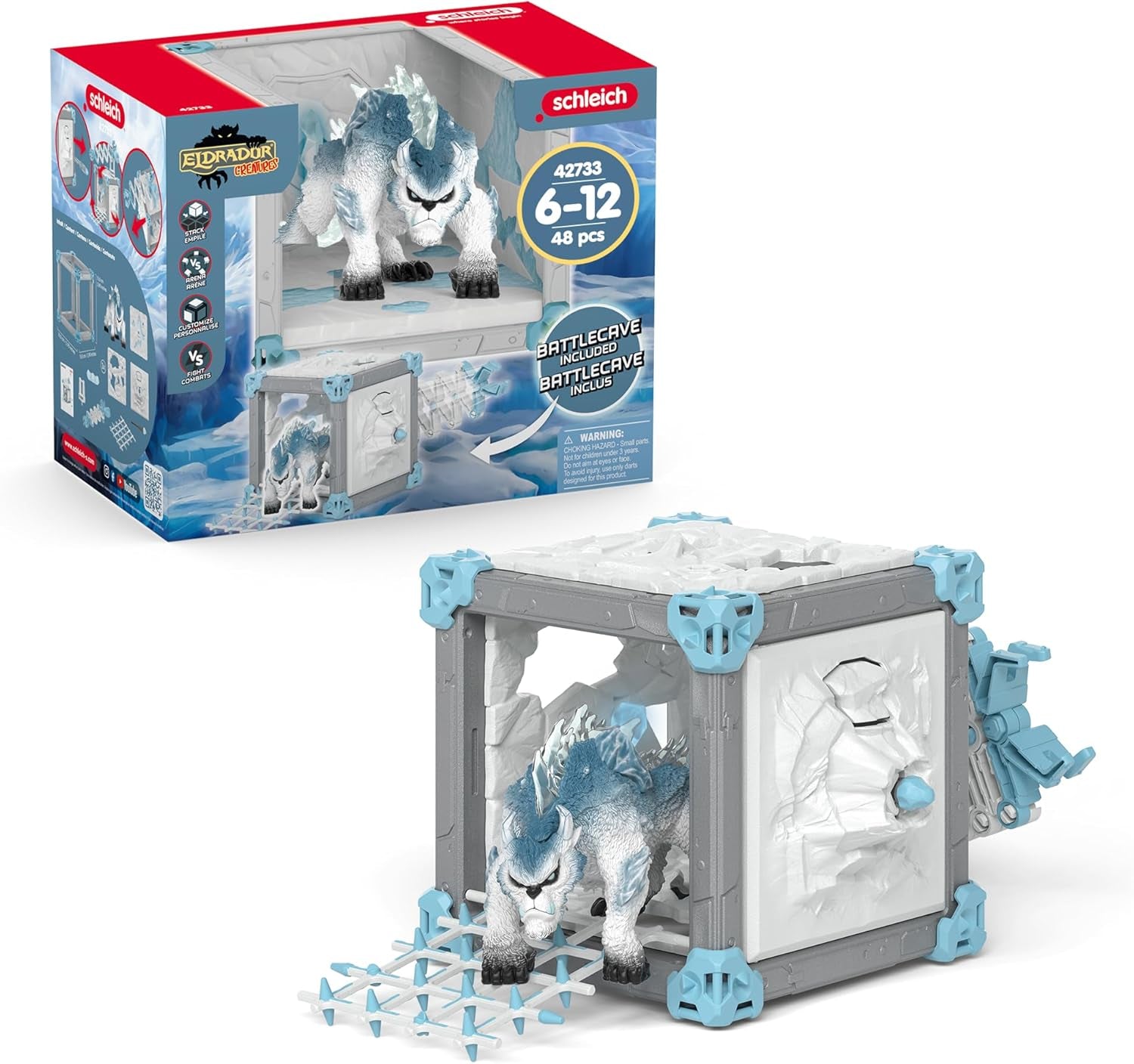 SCHLEICH ELDRADOR Kreaturen | Battle CAVE Schattenassel 42675 | Set aus ELDRADOR Battle Cave mit Monster und Schattenkristall | Kampfhöhlen zur Arena stapelbar | Spielzeug ab 7 Jahren | 34 Teile
