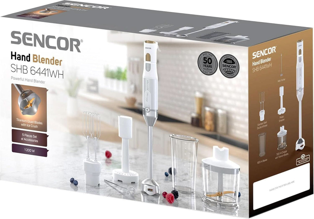 Sencor Multifunktionaler Standmixer, Ultra-Leistungsstark, 6 in 1, 1200 W, Mit Doppel-Schneebesen, Zerkleinerer & Mousseur, Kartoffelstampfer, Quadblade-Klingen Aus Titan, Stufenlose Bucatarie Naty Shop