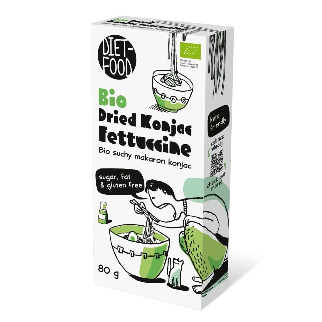 Fettuccine Konjac Shirataki Bio 80g – Kalorienarm und kohlenhydratarm, glutenfrei, kohlenhydratarm, für Keto-Diäten geeignet, mit Tapiokamehl