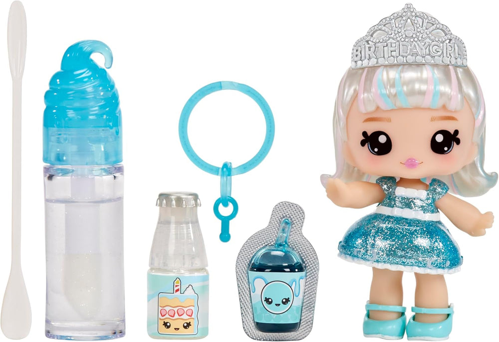 Papusa cu luciu de buze Yummiland - Mystery Chase - Include set de luciu de buze DIY, potrivit pentru copii cu vârsta de 4 ani și peste Papusi Naty Shop Callie tort aniversar Seria 1