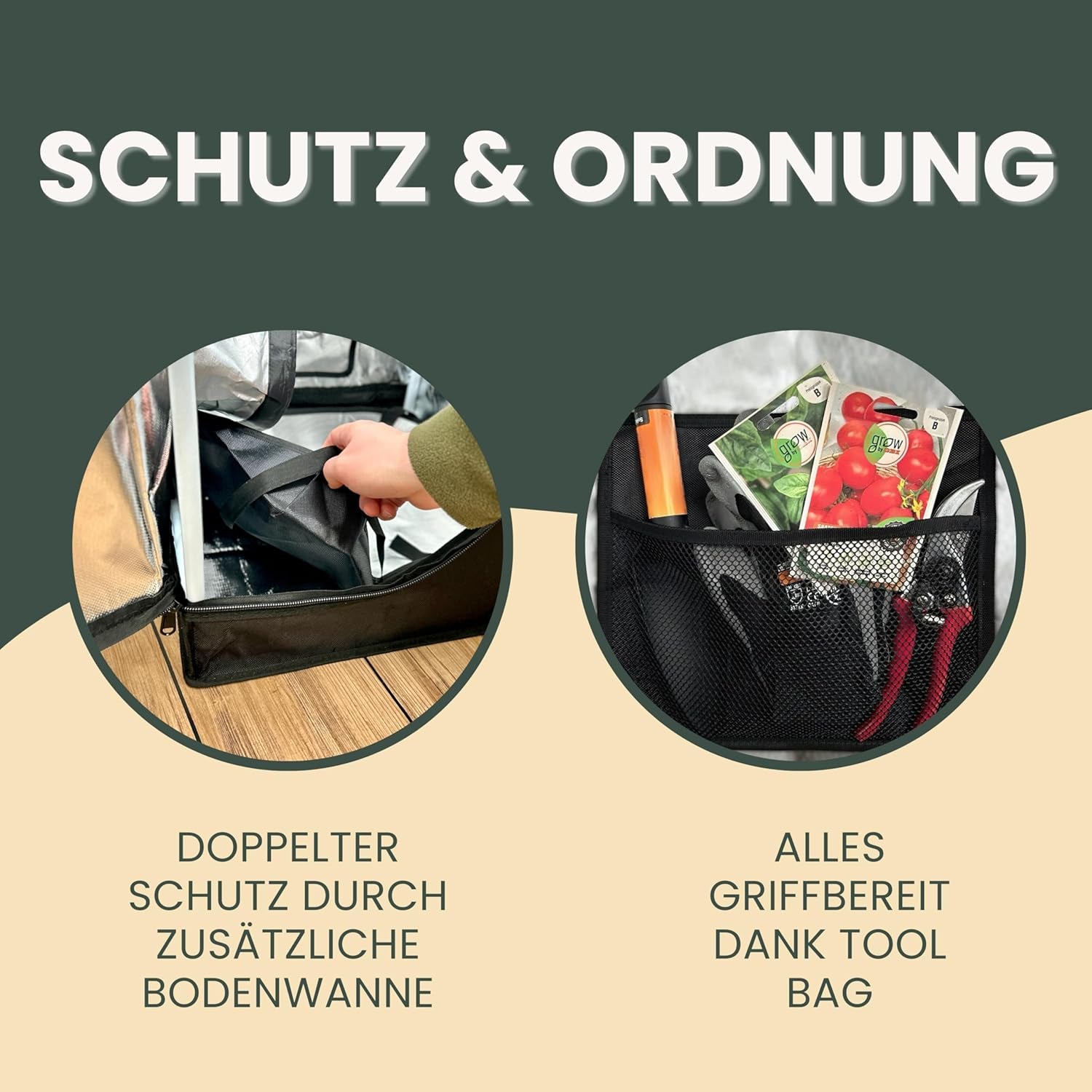 40 x 40 x 160 cm großes Grow-Zelt mit Kabelmanagementsystem, Sichtfenster, Metallrahmen, 1680D-Stoff, Tasche für Grow-Zubehör – Indoor-Growbox – bestes Gewächshaus für die Pflanzenvermehrung