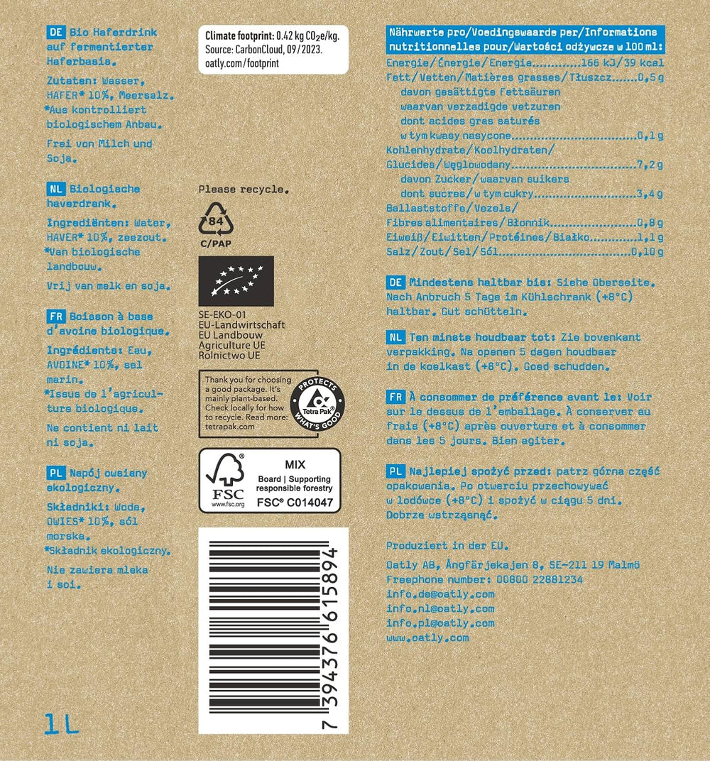 Hafer Haferdrink BIO 1L (6er-Pack)