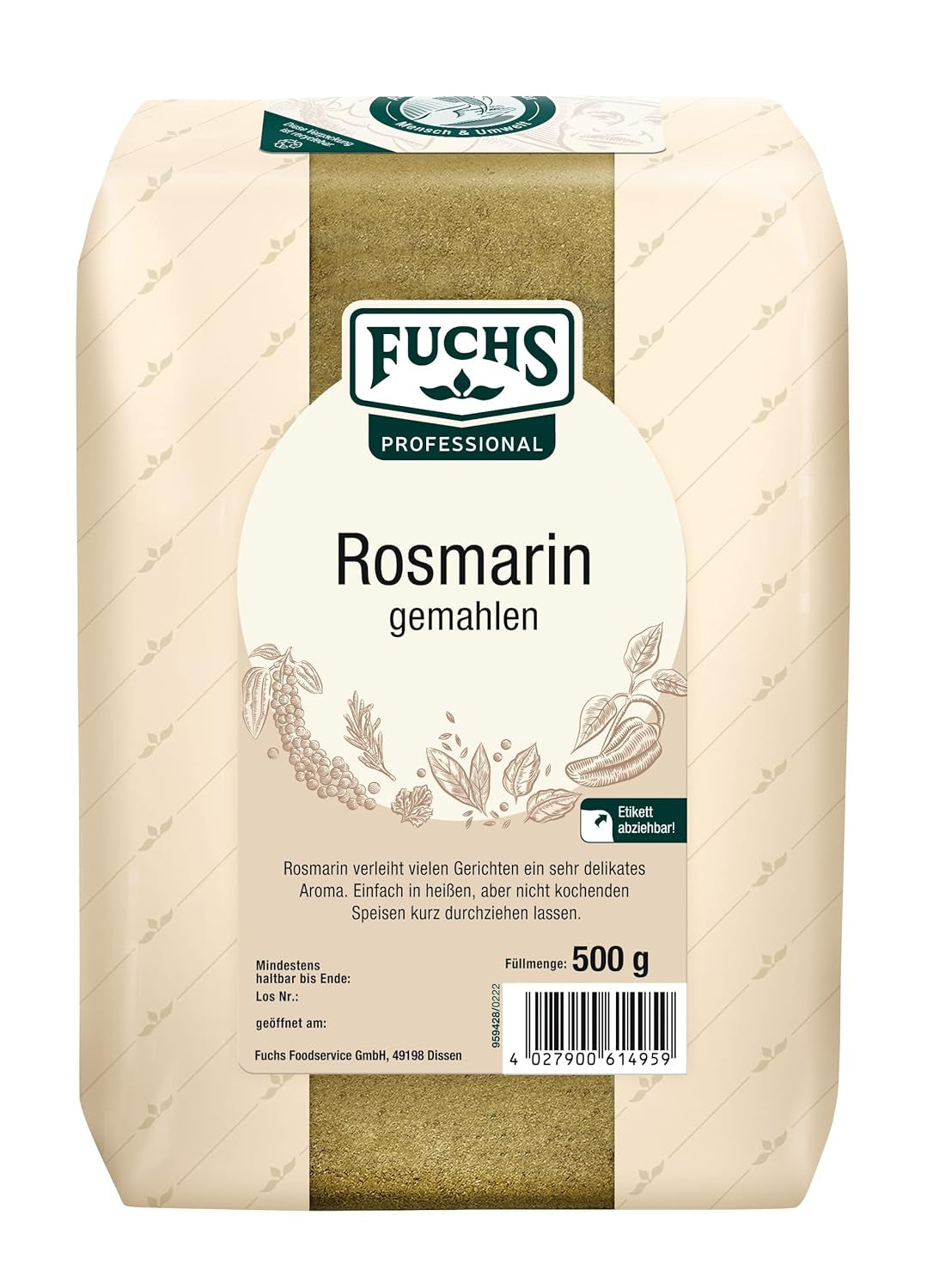 - Rosmarin gemahlen | Für Rosmarin-Kartoffeln und Lamm-Gerichte | Profi-Qualität für Großverbraucher | 0,6 kg im recycelbaren Beutel