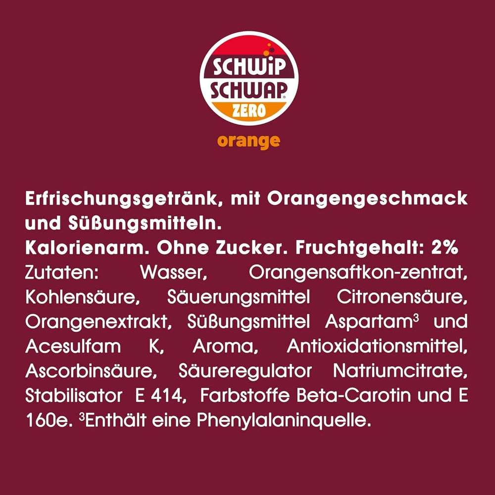 Schwip Schwap Zero Orange, Erfrischungsgetränk mit Orangengeschmack, Set 6 x 1,25 Liter Alkoholfreie Getränke Naty Shop