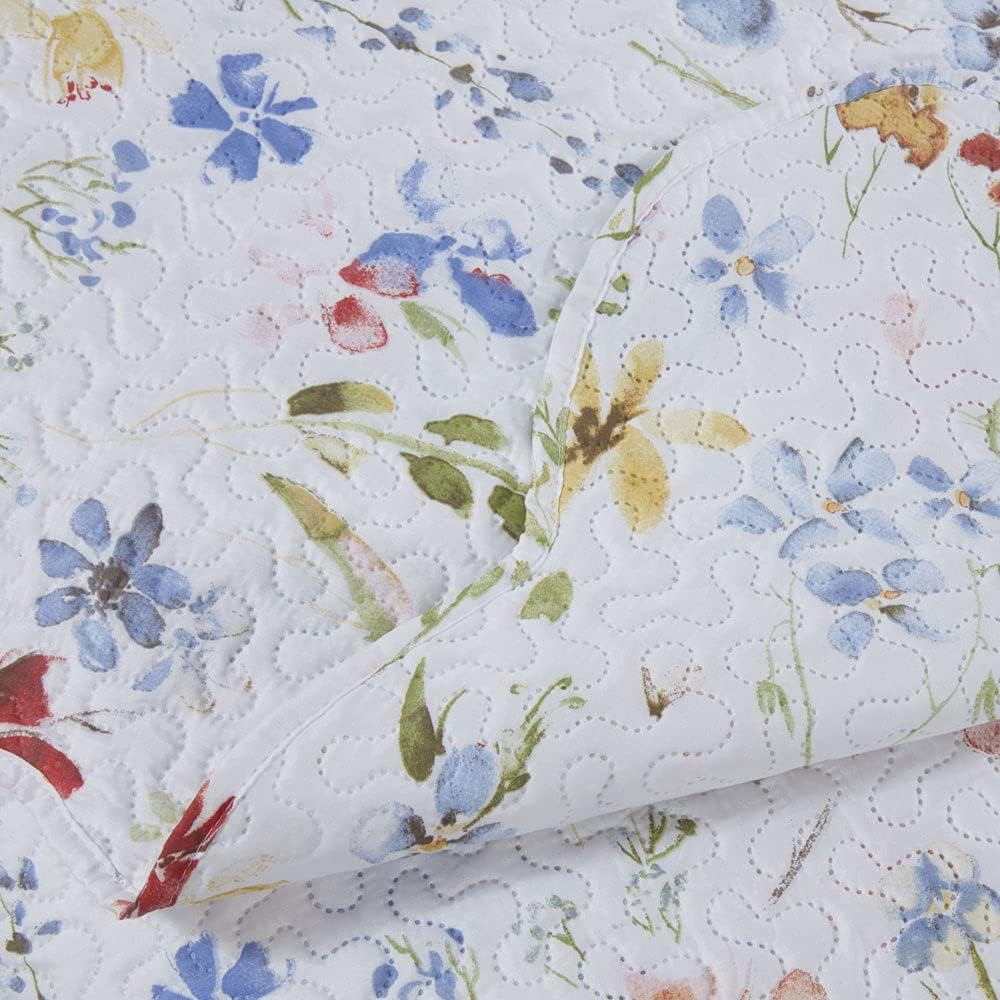 Emma Barclay Spring Meadow Floral gestepptes Tagesdecken-Set. Spring Meadow Tagesdecke für Doppelbett, mehrfarbig, Polyester, Emma Barclay Betten und Decken