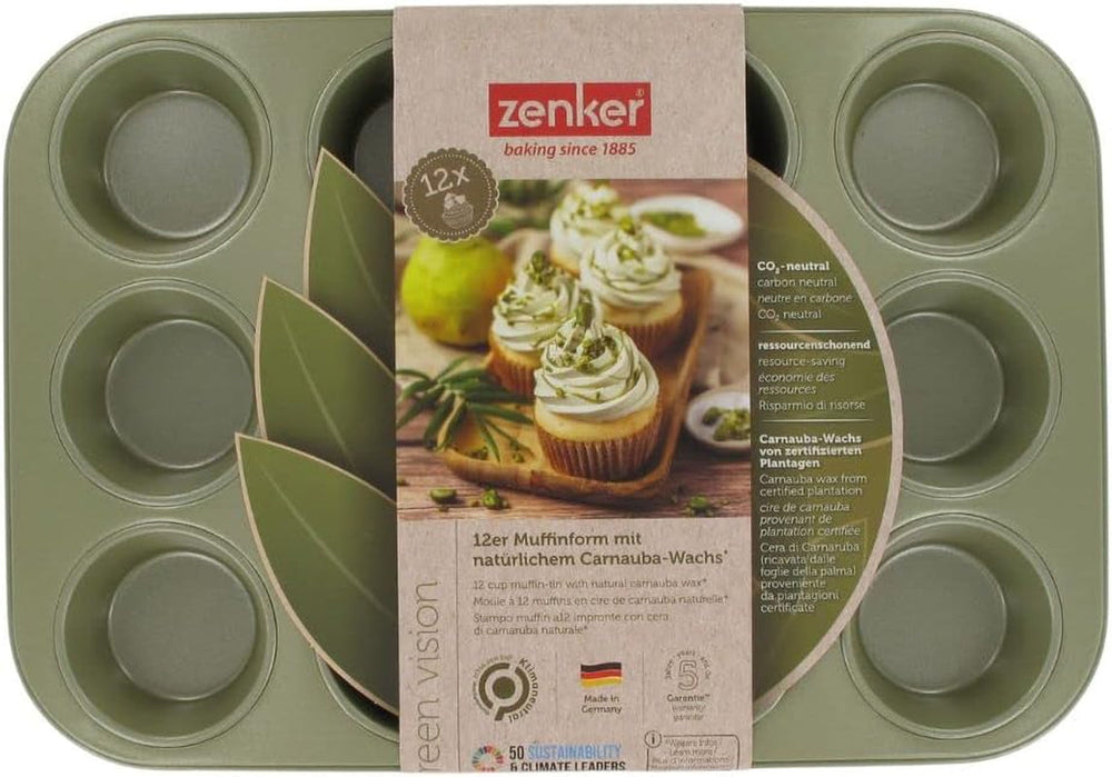Zenker Muffinform Für 12 Stück – Ressourcenschonende Und Klimaneutrale Backform Für Muffins Und Cupcakes – 12Er Muffinblech Mit Veganer Antihaftbeschichtung Formen und Bleche zum Backen Naty Shop