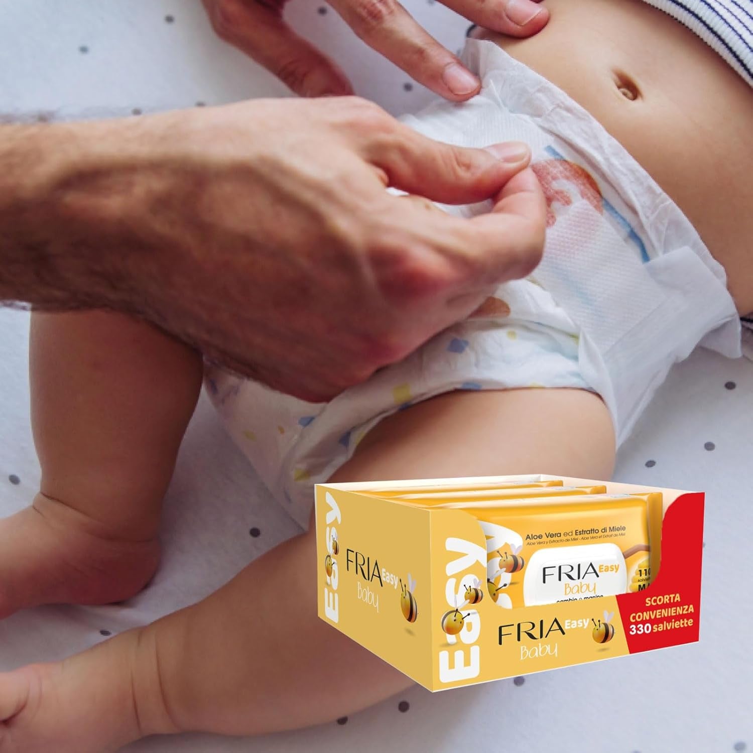 Einfache Baby-Feuchttücher mit Aloe Vera und Honigextrakt-Hautfeuchtigkeitscreme, dermatologisch getestet, Packung mit 330 Tüchern