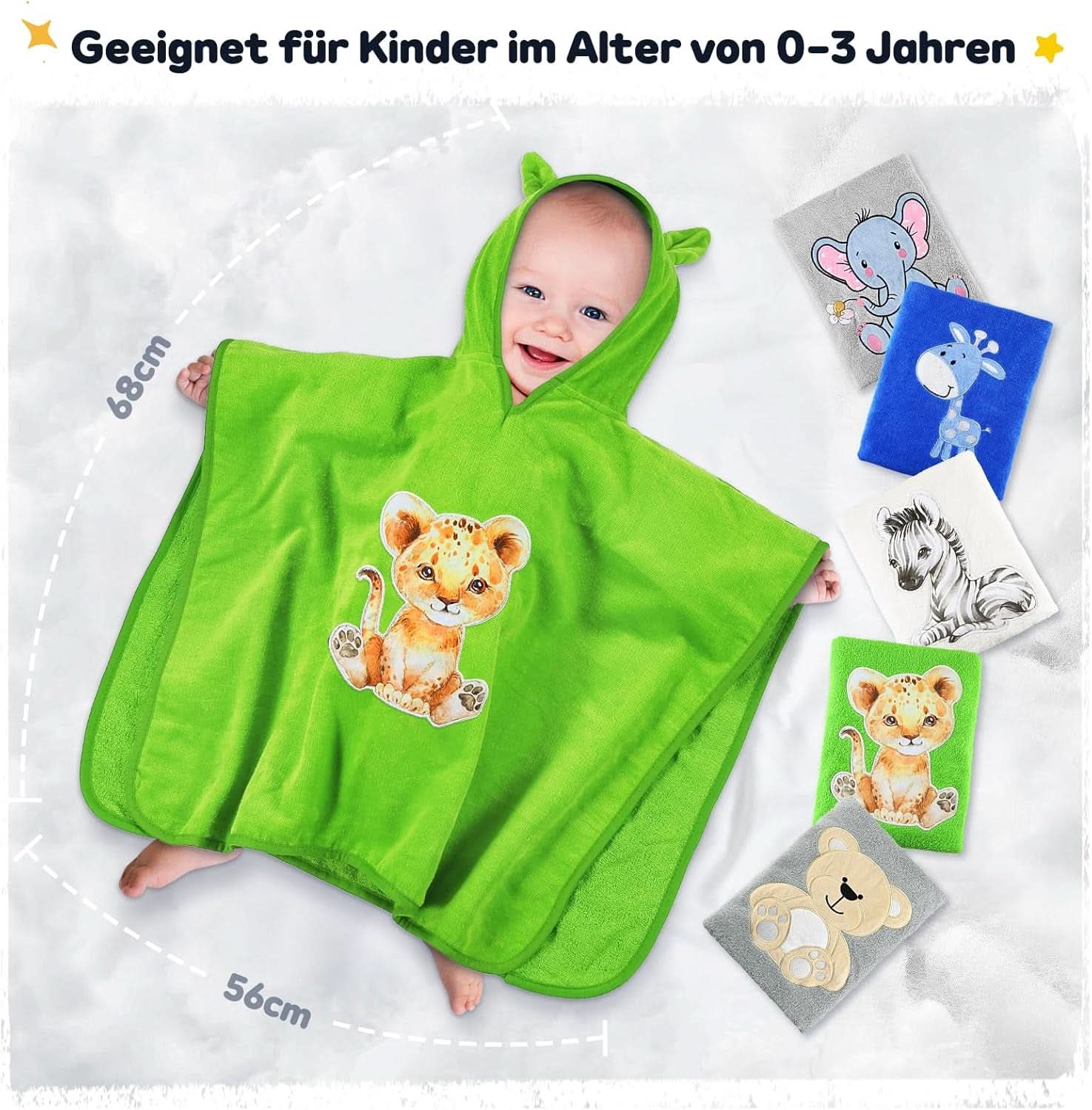 Oeko TEX Kinder-Badeponcho, 100 % Baumwolle Mutter und Kind Naty Shop