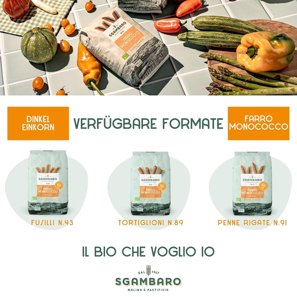 Bio-Penne-Rigate-Nudeln N.91 – 500 g Fettarme Weizennudeln – Quelle für Ballaststoffe und Proteine