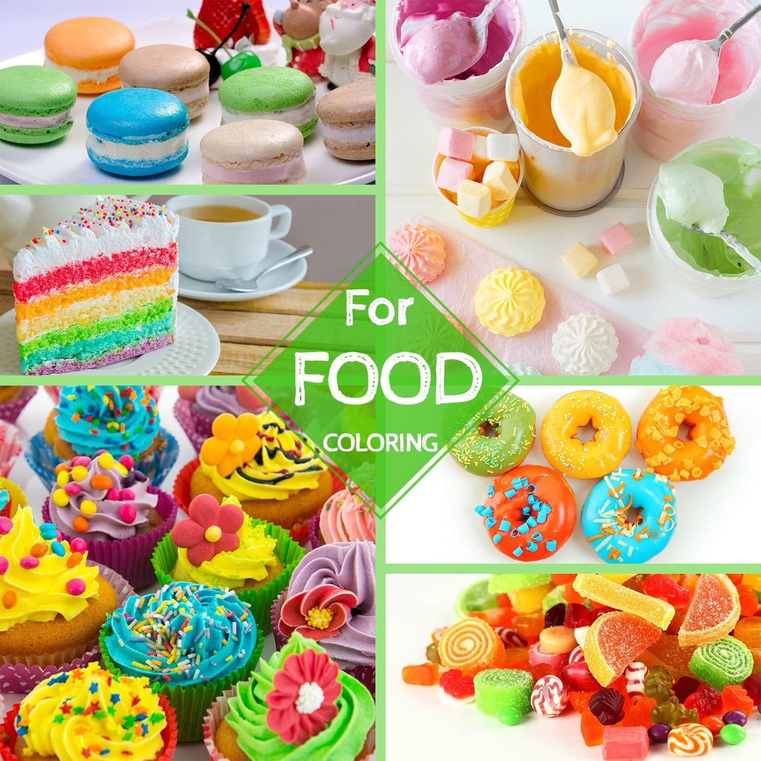 Colorant alimentar 12 culori - Coloranți alimentari lichizi pentru copt torturi, fursecuri, macaroane, fondant - Colorant alimentar vibrant pentru decorare și gătit, aerografare, săpunuri DIY - 6 ml fiecare