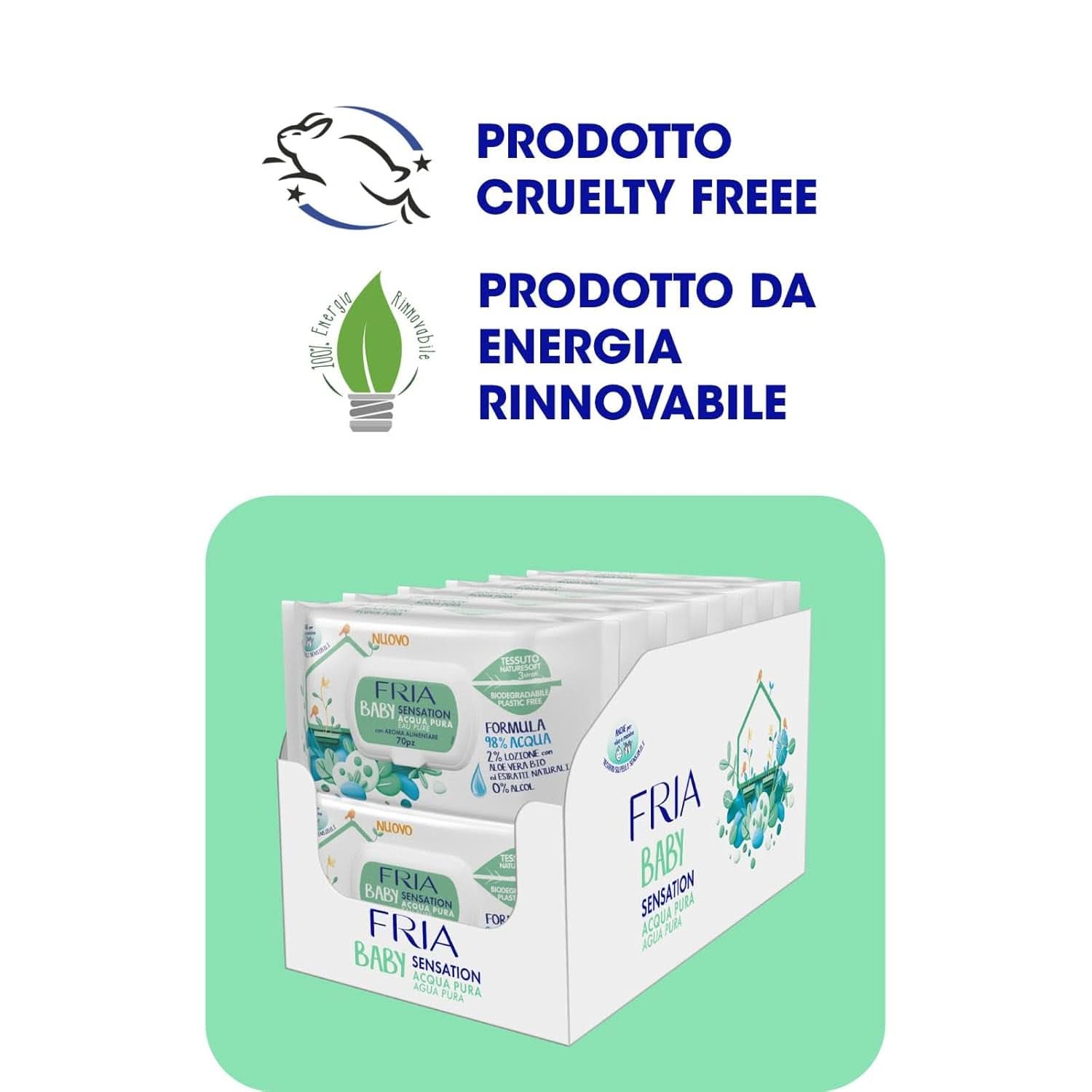 Baby Sensation Windelwechseltücher mit reinem Wasser, 98 % gereinigte Wasserformel mit hautreinigender Wirkung, dermatologisch getestet, Sparpaket Baby Wet Wipes Naty Shop