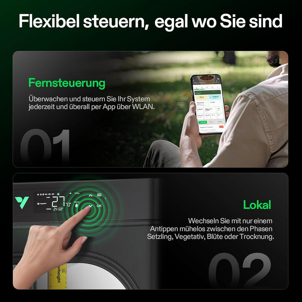 VGrow All-in-One Smart Grow Box, professionelles System mit Samsung LM301H EVO Grow Lampe, fortschrittliches Zirkulations- und Belüftungssystem, Bewässerung, Nährstoffversorgung für Hydrokulturen in Innenräumen