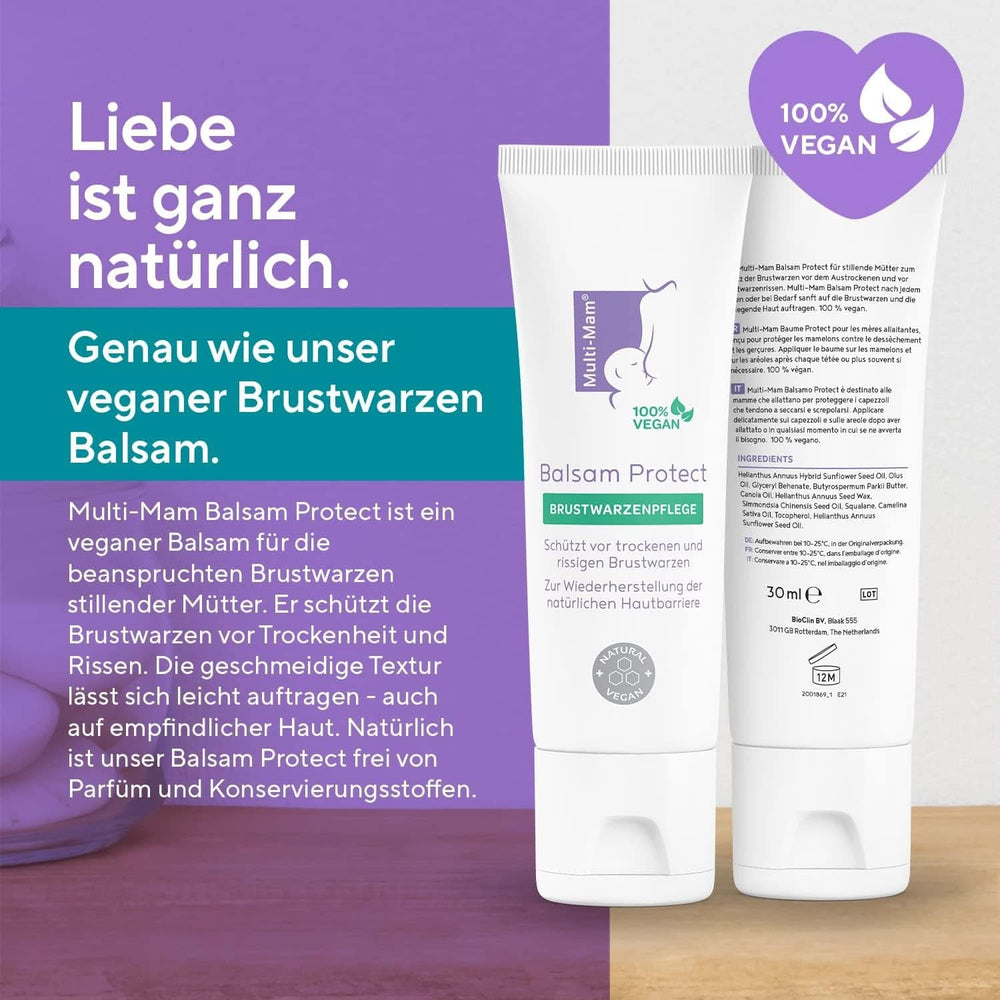 Multi-Mam Balsam Protect Beruhigt Und Schützt Trockene Und Rissige Brustwarzen Während Und Vor Der Stillzeit, Brustwarzencreme Stillen, 30 Ml Tube Zubehör Lebensmittel und Stillen Bebe Naty Shop