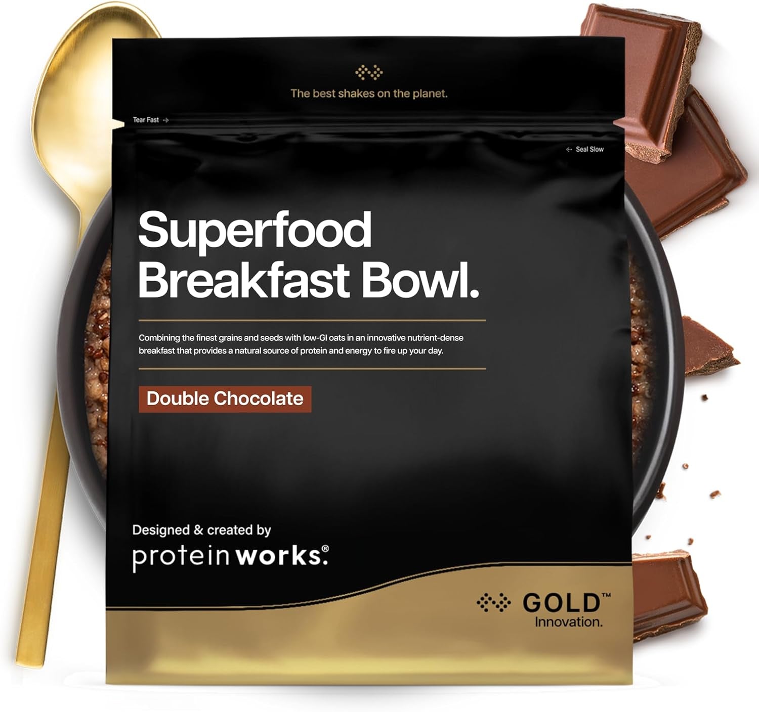 Protein funktioniert | Superfood-Frühstück – GOLD Innovation, preisgekröntes Müsli, Proteinmüsli, nährstoffreich mit Getreide, Samen und Hafer, reich an Ballaststoffen, Apfel und Zimt, 10 Portionen, 600 g