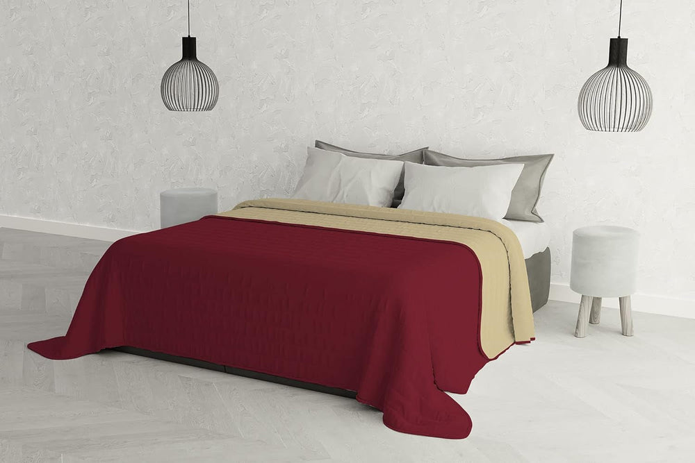 Elegante Steppdecke für ein Doppelbett, 260 x 270 cm, Dunkelblau/Apfelgrün. Betten und Decken. Besuchen Sie den Italian Bed Linen-Store Burgunderrot/Creme