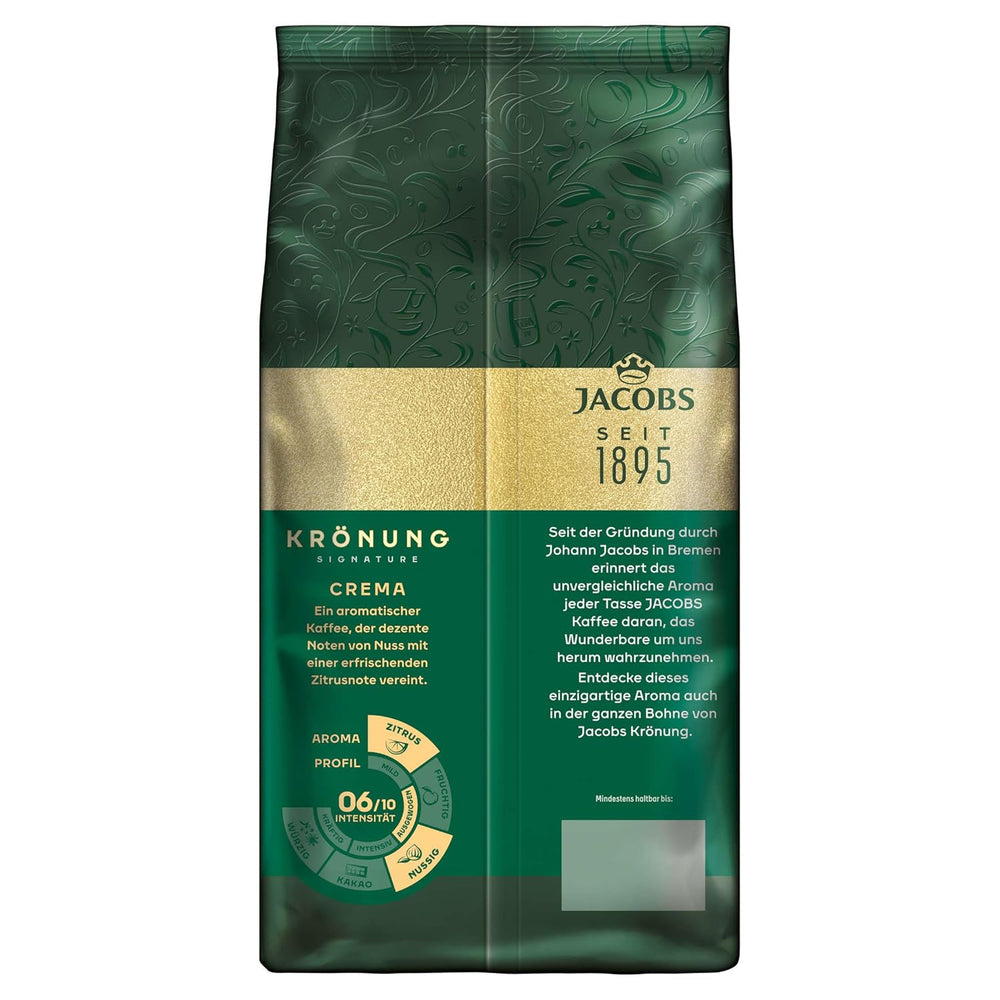 Jacobs Krönung Crema, Cafea boabe întregi, pachet de 4 (4 x 1000 g)