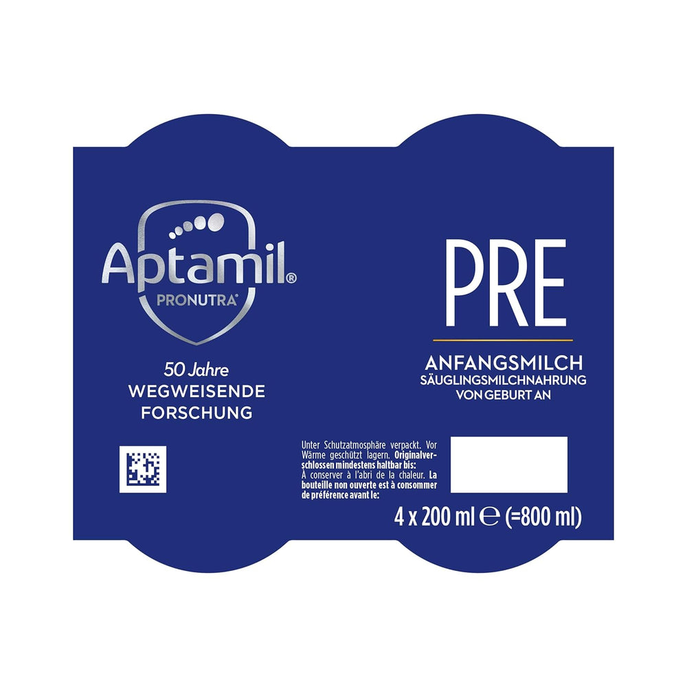 Aptamil Pronutra Pre – Säuglingsnahrung ab der Geburt – Mit pflanzlichen Ölen, ohne Palmöl – 6 x 4 x 200 ml (4800 ml)
