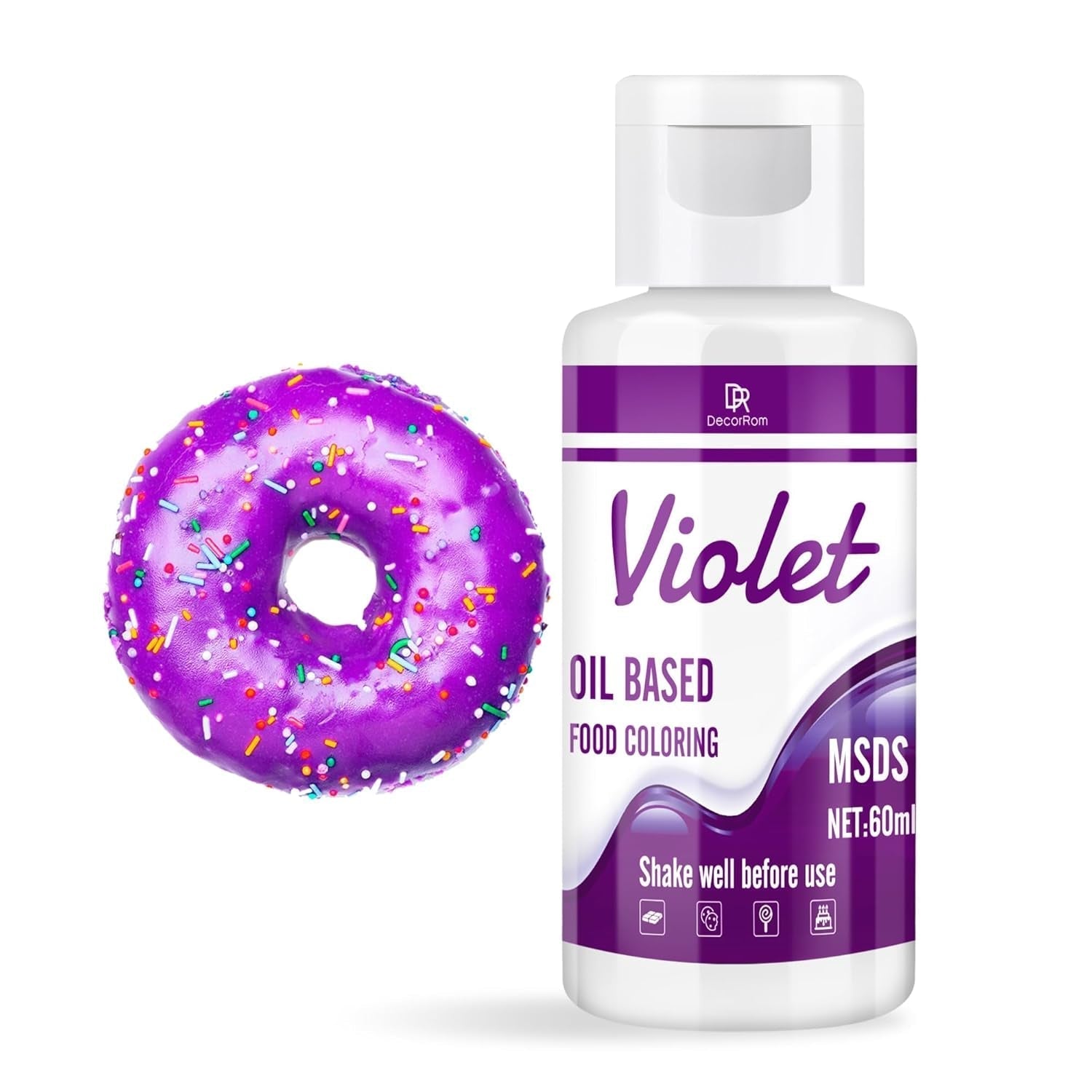 Fettlösliche Lebensmittelfarbe Für Schokolade - 60Ml Ölbasis Lebensmittelfarben Für Fondant, Torten Dekoration, Backen - Flüssige Food Coloring Für Kakaobutter, Buttercream, Kuchen (Schwarz) Naty Shop Violett