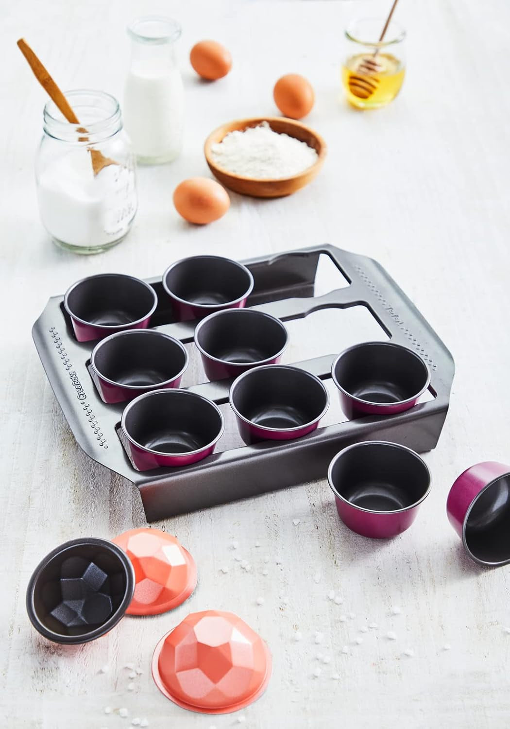 Tefal Creabake J3040104 Kuchenform, 9 Mulden, Antihaftbeschichtung, Austauschbar, Perfektes Backen, Kreative Und Leckere Rezepte, Nicht Compaible Mit Cake Factory, Creabake Formen und Backbleche Naty Shop