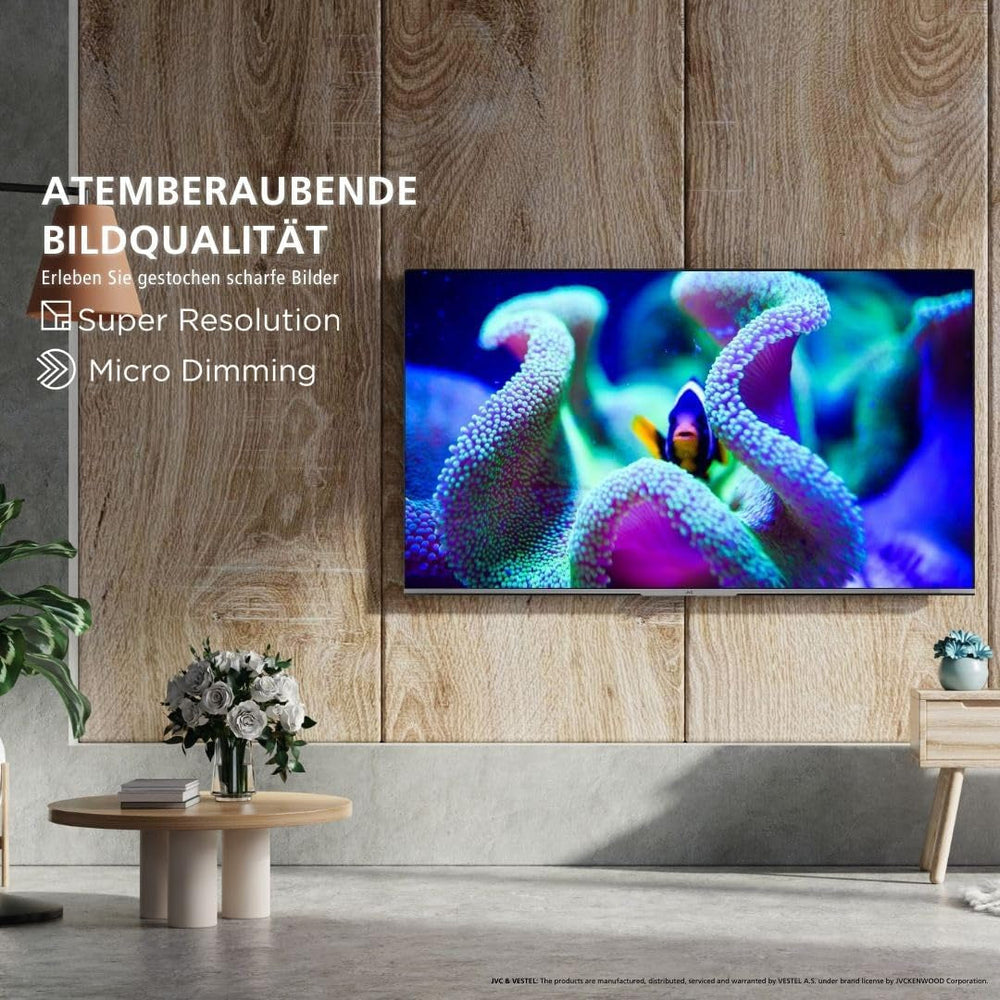 Televizor JVC QLED, 32 de inci, Full HD, Android, Smart TV (HDR, triplu tuner, Bluetooth), LT-32VQF545A