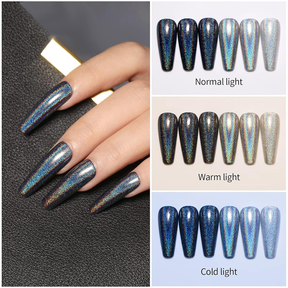 Born Pretty Glitzer-Nagellack, Rainbow Shining Glitter Super Shine Black Nail Art Nagellack
