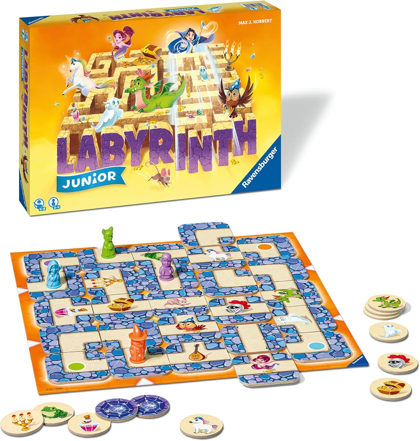Ravensburger Joc pentru copii 20847 - Labirint Junior - Clasic pentru familie pentru cei mici, joc pentru copii cu vârsta de 4 ani și peste - joc de societate potrivit pentru 2-4 jucători, ediție Junior