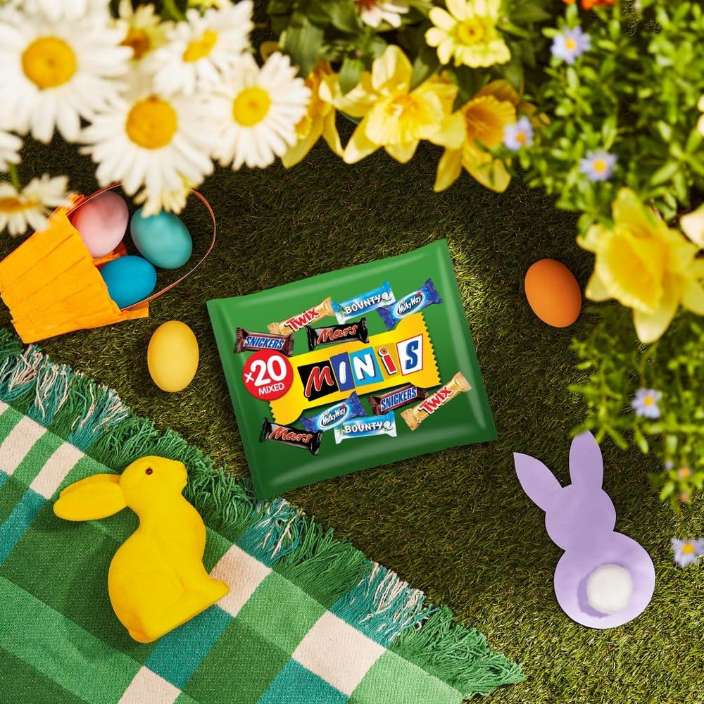 Mini-Mischschokoladen-Großpackung, 20 Mini-Schokoladensnacks (Mars, Snickers, Bounty, Twix, Milky Way), als Süßigkeiten, Schokoladengeschenk, Süßigkeitenbox, 400 g