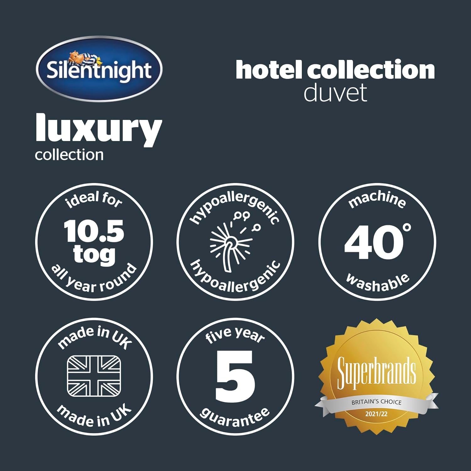 Bettdecke Silentnight Hotel Collection 10,5 Tog – Doppelbett, Polyester, weiß Bettdecken und Steppdecken Naty Shop