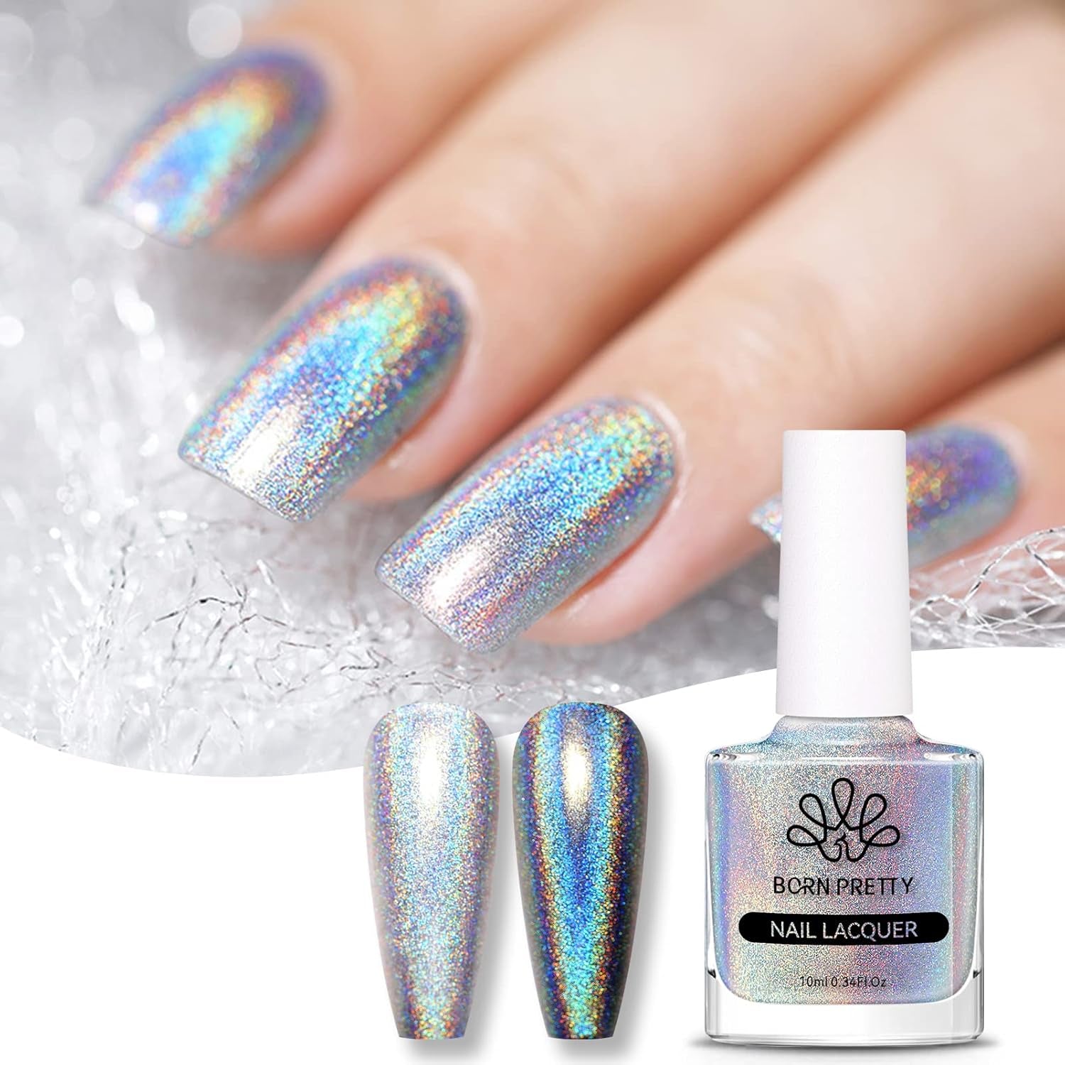Born Pretty Glitzer-Nagellack, Rainbow Shining Glitter Super Shine Black Nail Art Nagellack