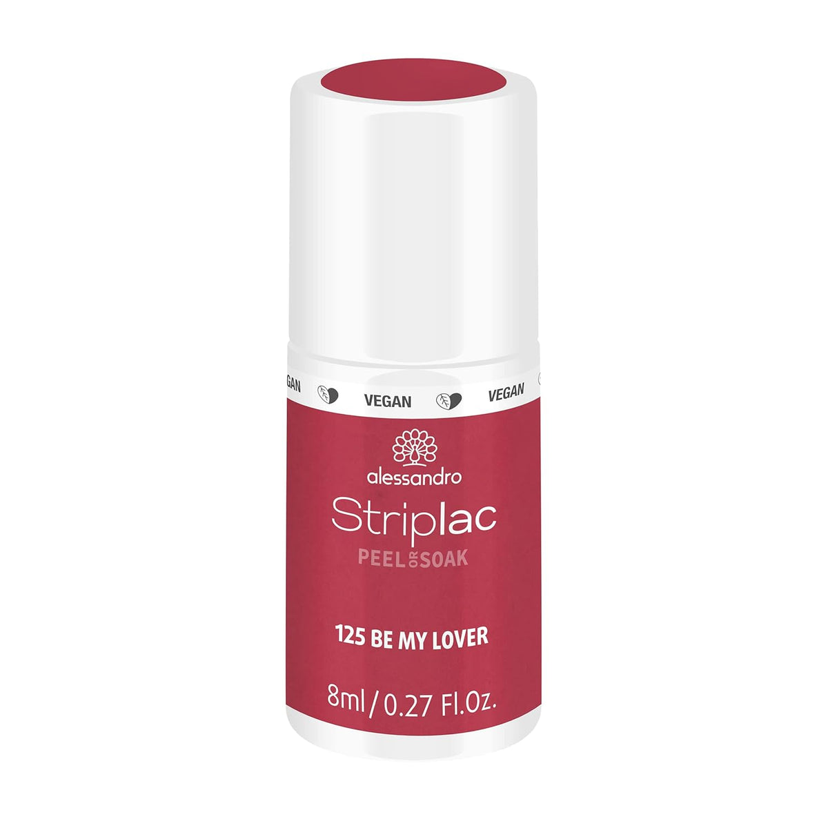 UV-Nagellack alessandro Striplac Be My Lover – Zart und langlebig – Einfache Entfernung dank Peel-Off-Entfernungstechnologie – Vegan und tierversuchsfrei – 8 ml