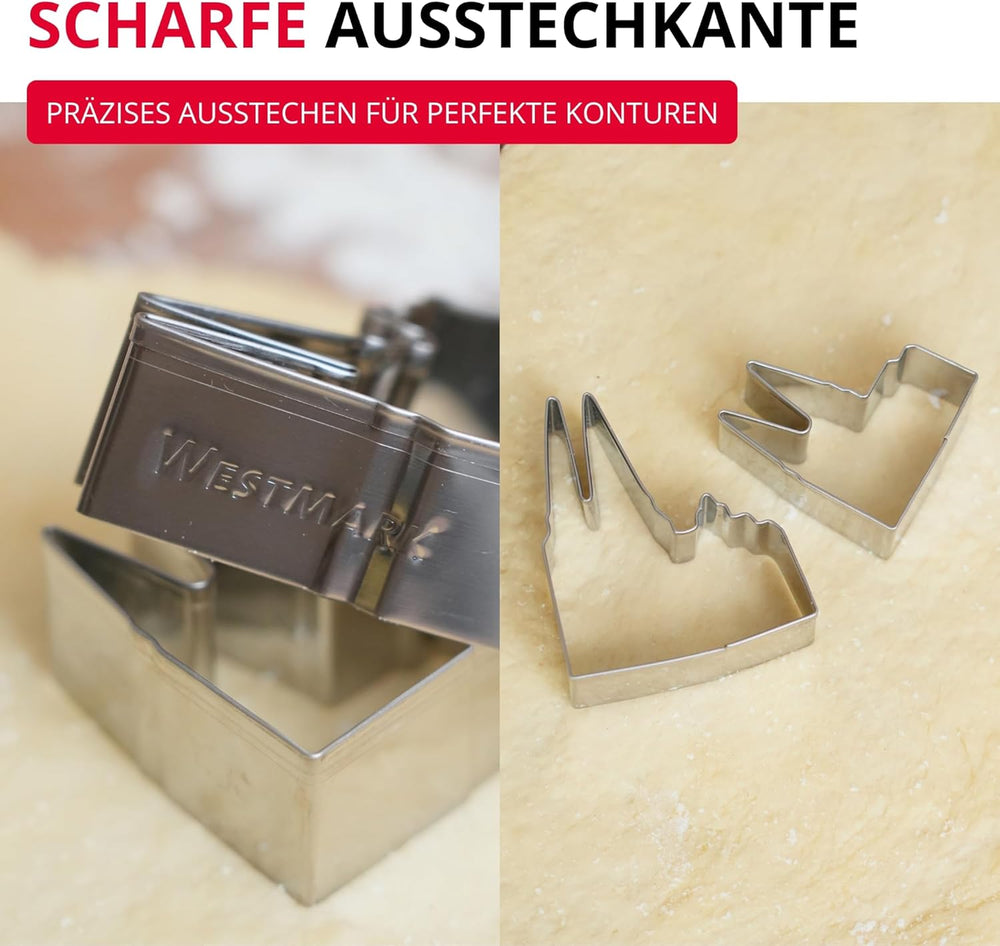 Formă de biscuiți Westmark Cologne Cathedral – Formă de biscuiți din oțel inoxidabil pentru fanii parfumului de Koln – Formă de biscuiți precisă pentru aluat, brânză, legume și decorațiuni de petrecere, 8 cm