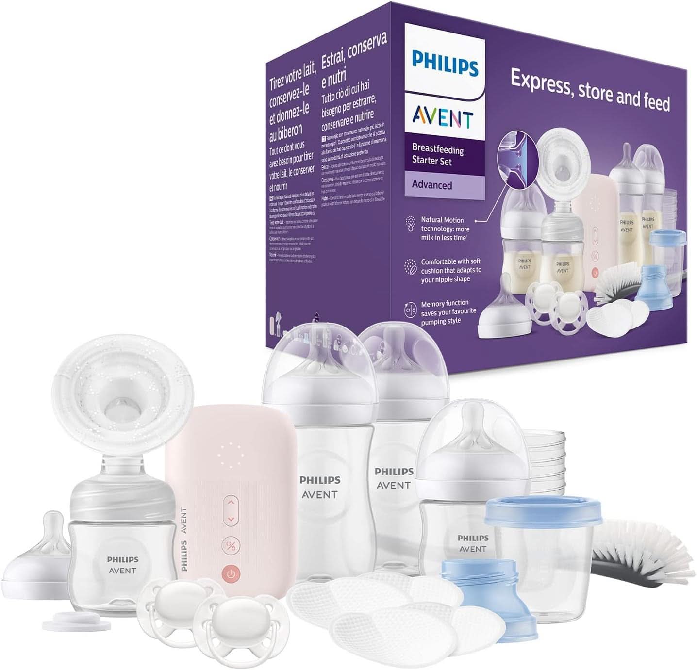 Philips Avent elektrische Milchpumpe, Geschenkset Lebensmittel- und Stillzubehör Bebe Naty Shop